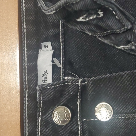 Adika jeans women's size medium black white trim button-fly raw-cut fray… - Picture 4 of 15